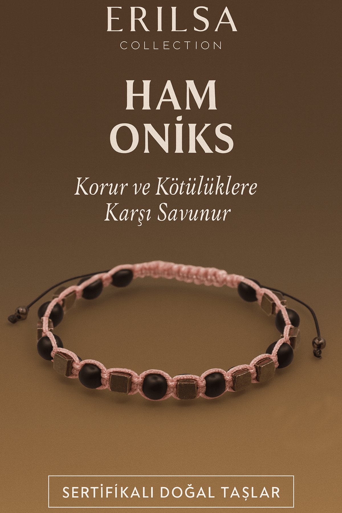 Sertifikalı Ham İşlenmemiş Oniks Taşı Bileklik – Kötülüklere Karşı Korur