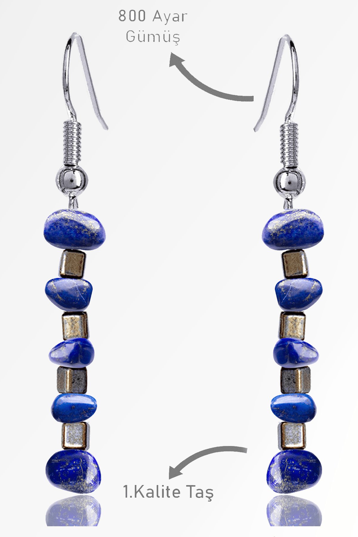 Sertifikalı Ham Kırık Taşlı Model Lapis Lazuli Taşı Küpe