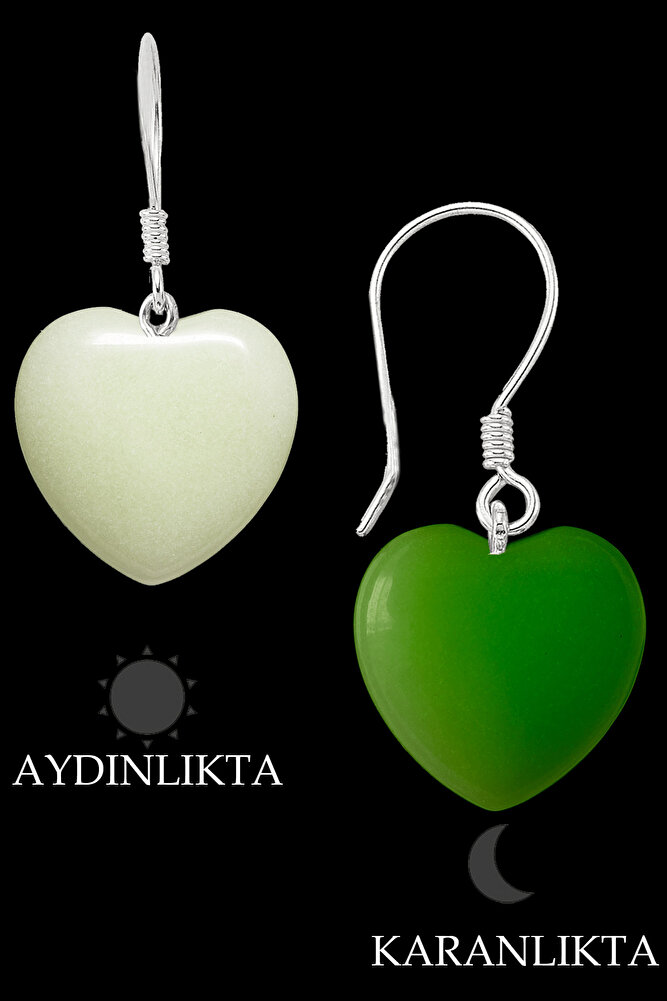 Sertifikalı Kalp Kesim Fosfor Taşı Doğal Taş Küpe