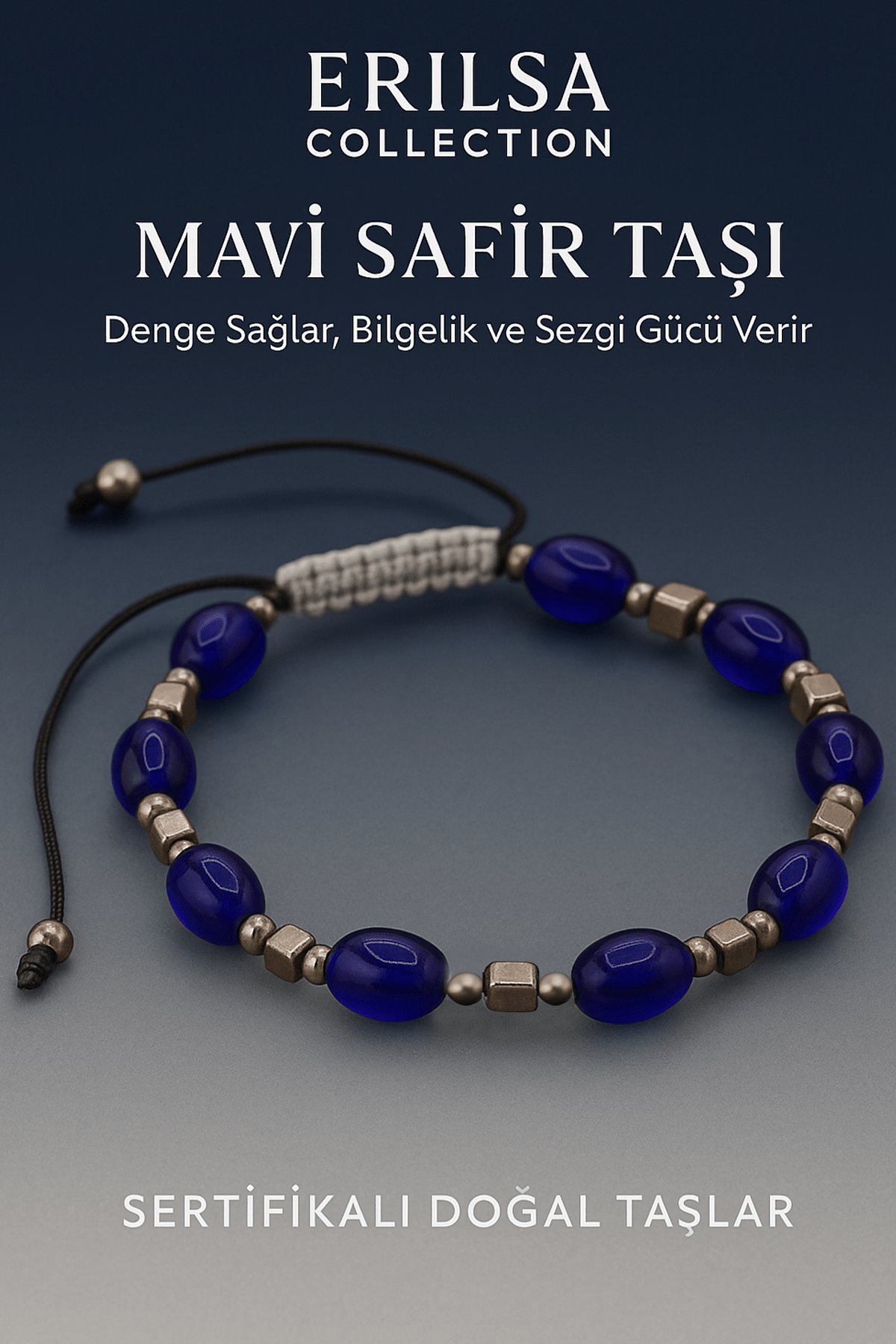 Sertifikalı Sentetik Mavi Safir Taşı Bileklik - Bilgelik Denge ve Sezgi Gücü Veren Takı