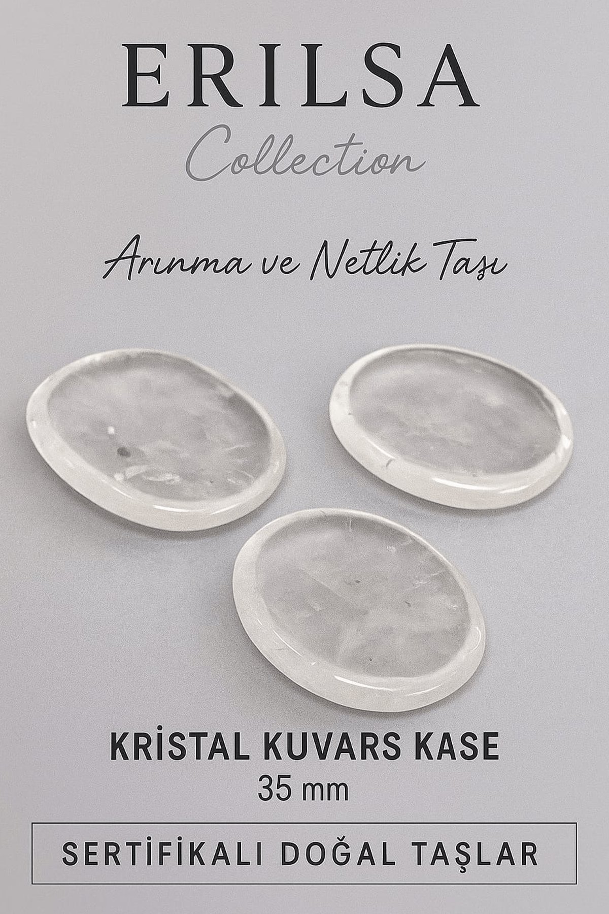 Sertifikalı Kristal Kuvars Doğal Taş Kase Kütle - 35 mm Arınma ve Netlik Taşı