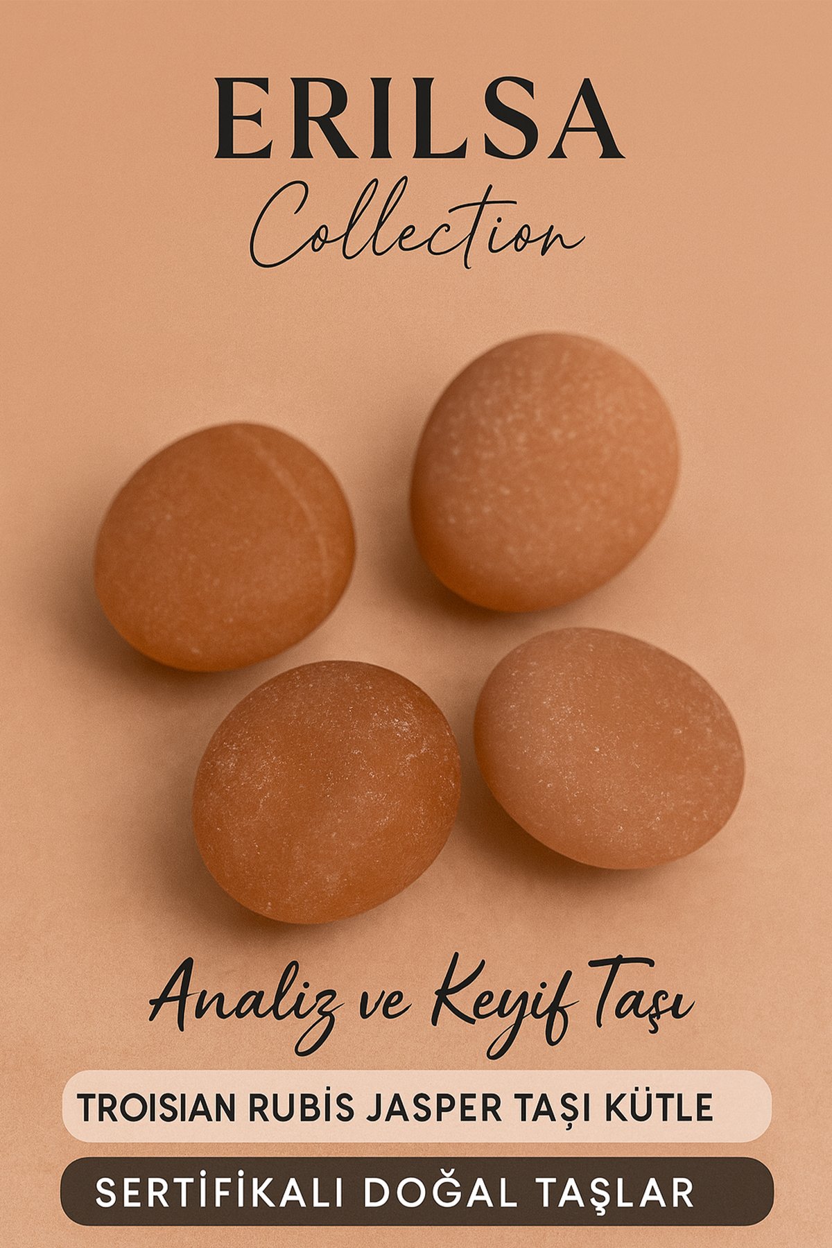 Sertifikalı Doğal Turuncu Jasper Taşı Kütle 30-35 mm – Analiz, Odak ve Keyif Taşı