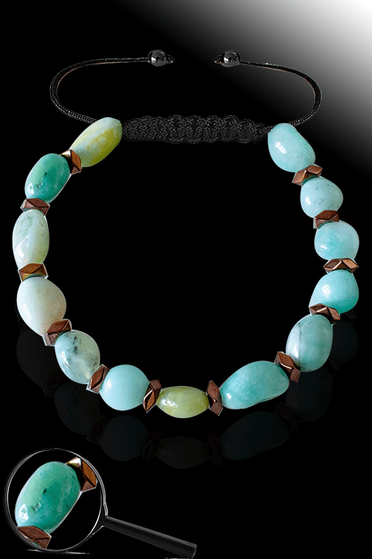 Sertifikalı Amorf Model Gerçek Amazonit Taşı Bileklik - Ayarlamalı