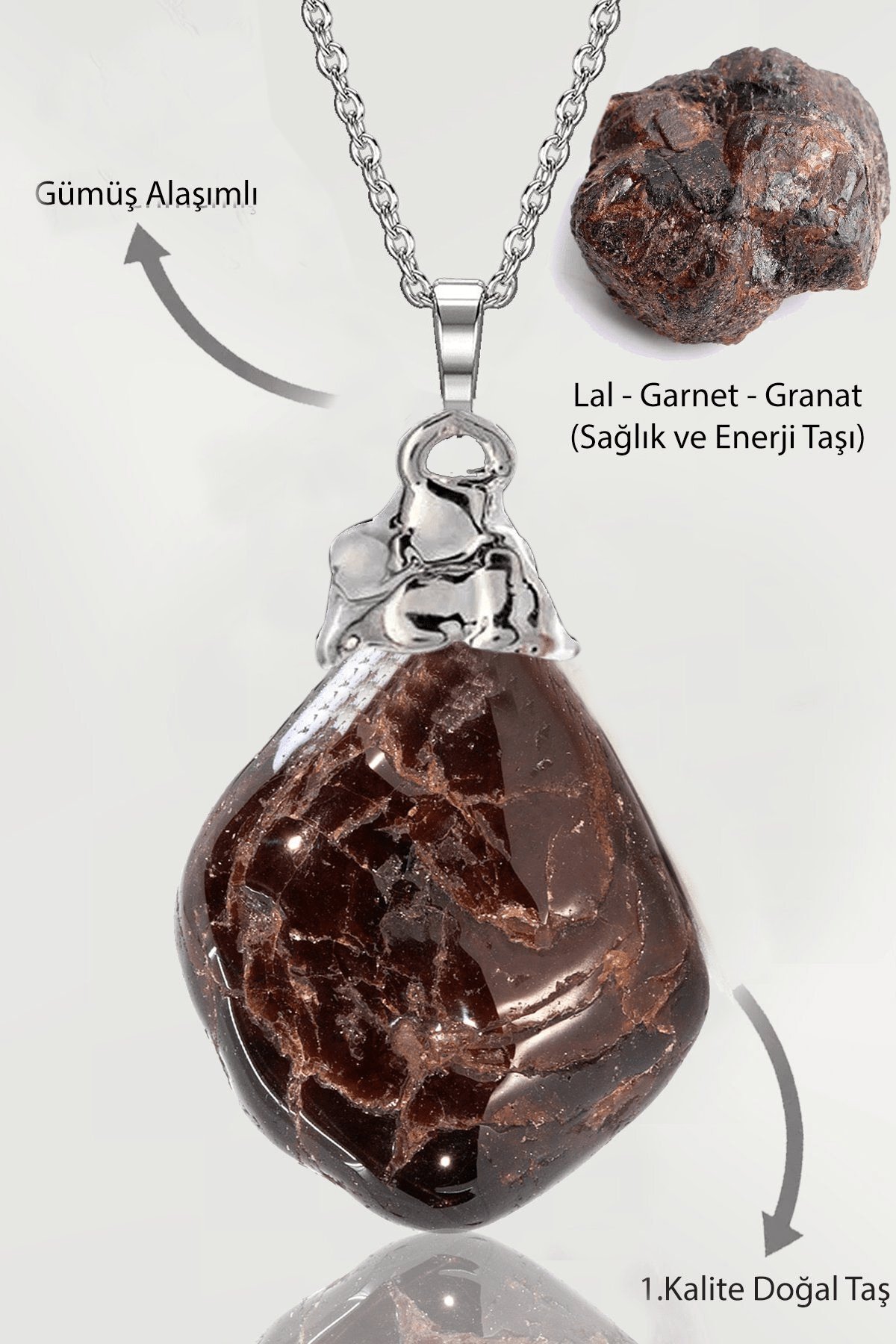 Sertifikalı Ham İşlenmemiş Lal - Garnet - Granat Taşı Kolye