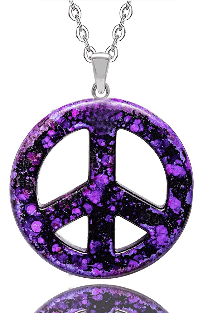 Sertifikalı Doğal Barış Sembolü Mor Kuvars Taşı Kolye
