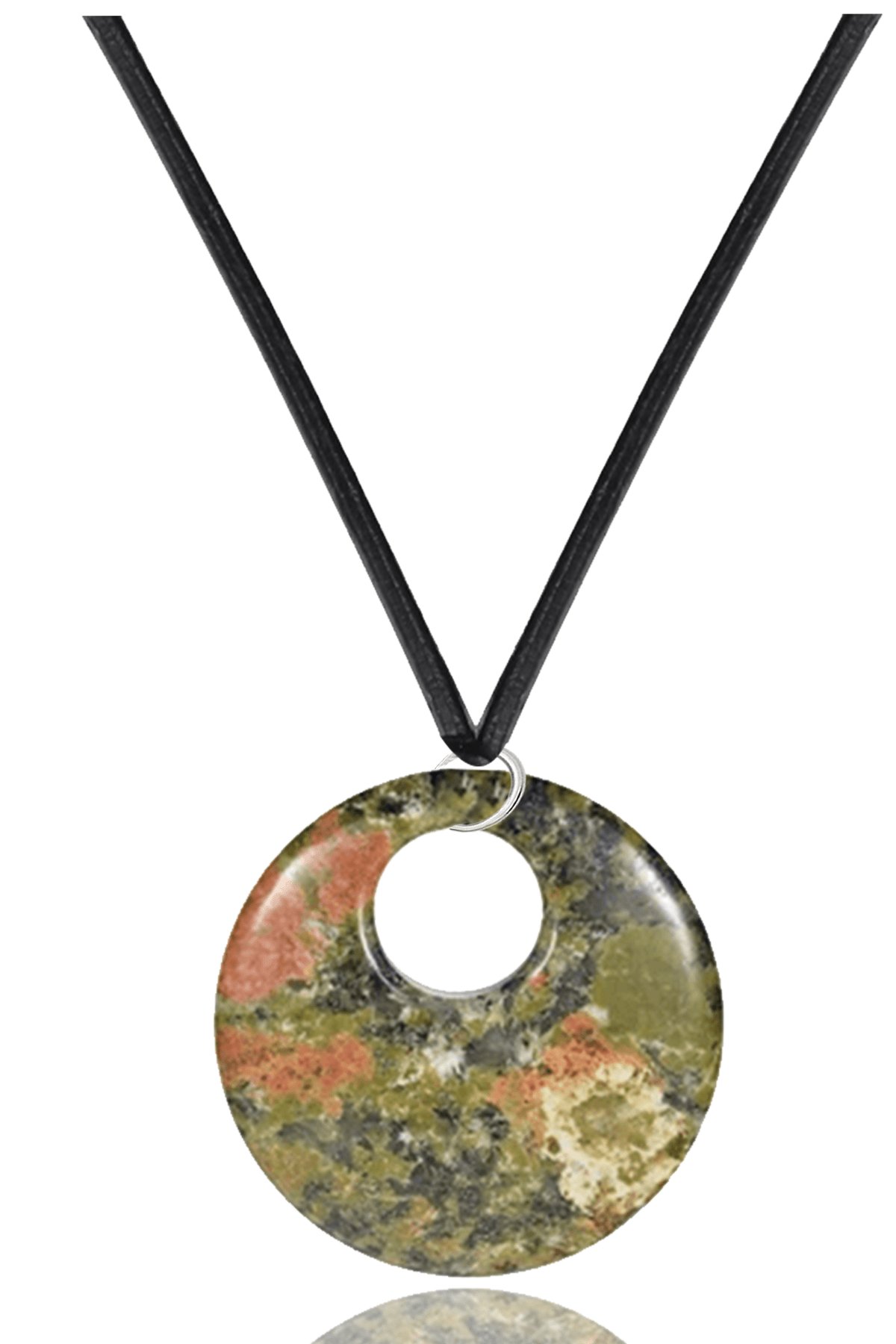 Sertifikalı Deri İpli Doğal Unakit Taşı Kolye