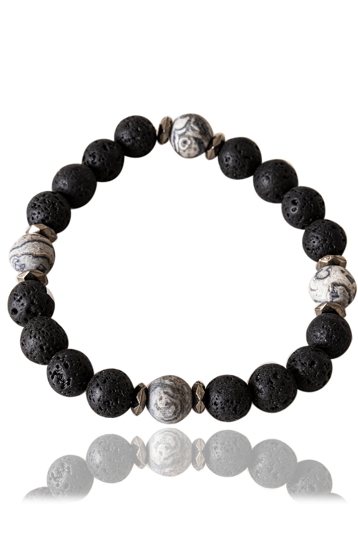 Sertifikalı Özel Tasarım Desenli Jasper - Lav Taşı Bileklik