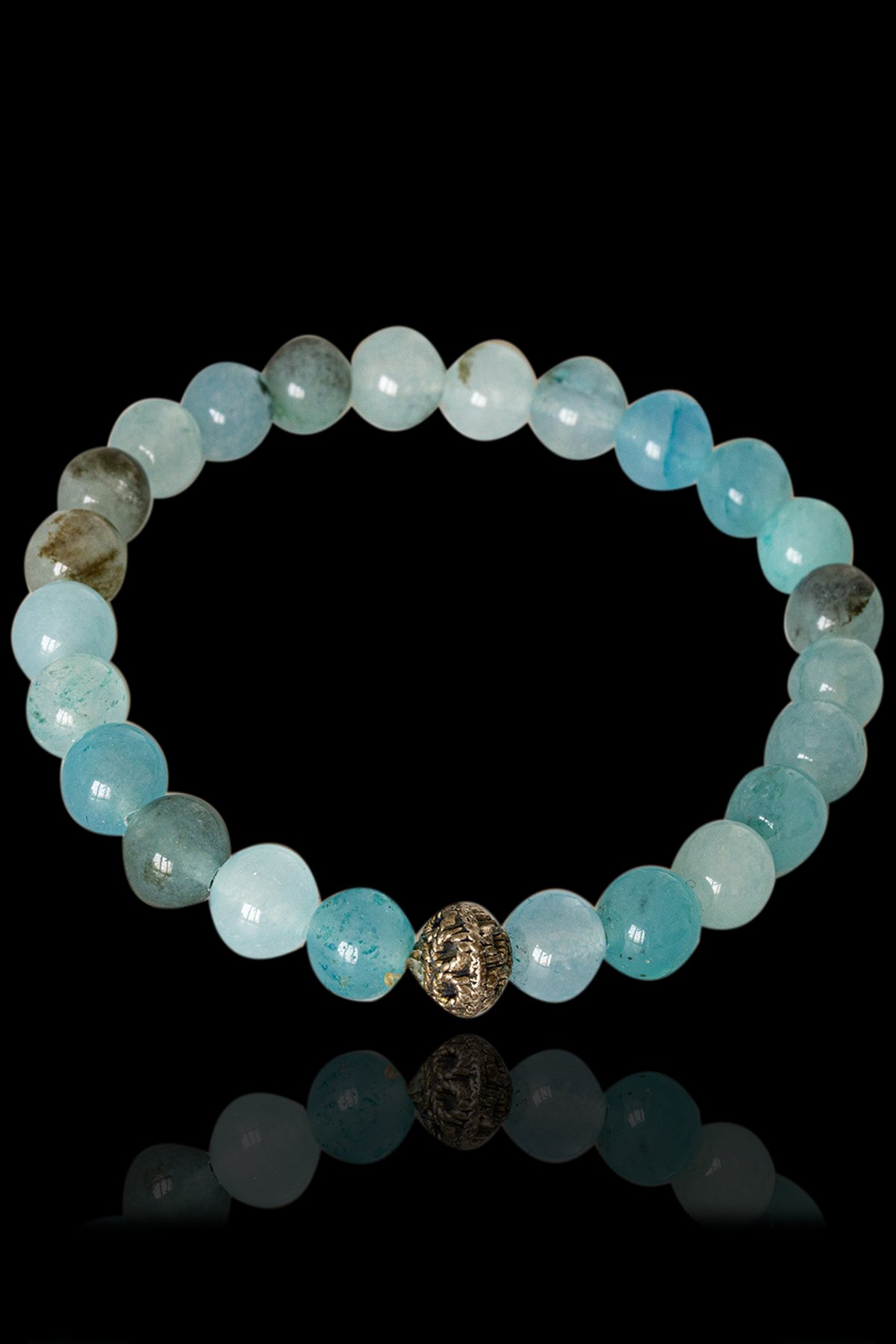 Sertifikalı Mavi Akik Taşı Bileklik - Açık Renk