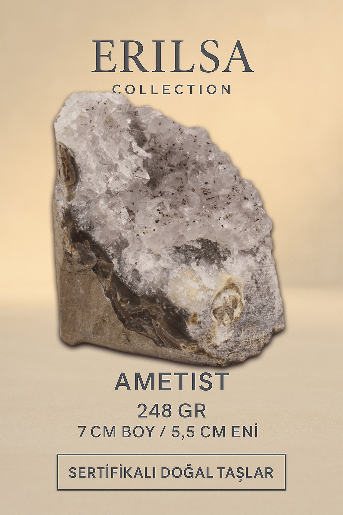 Sertifikalı Ametist Taşı Kütlesi 248gr – Ham Doğal Kristal Dekoratif Taş Stresi Azalt ve Huzur Ver