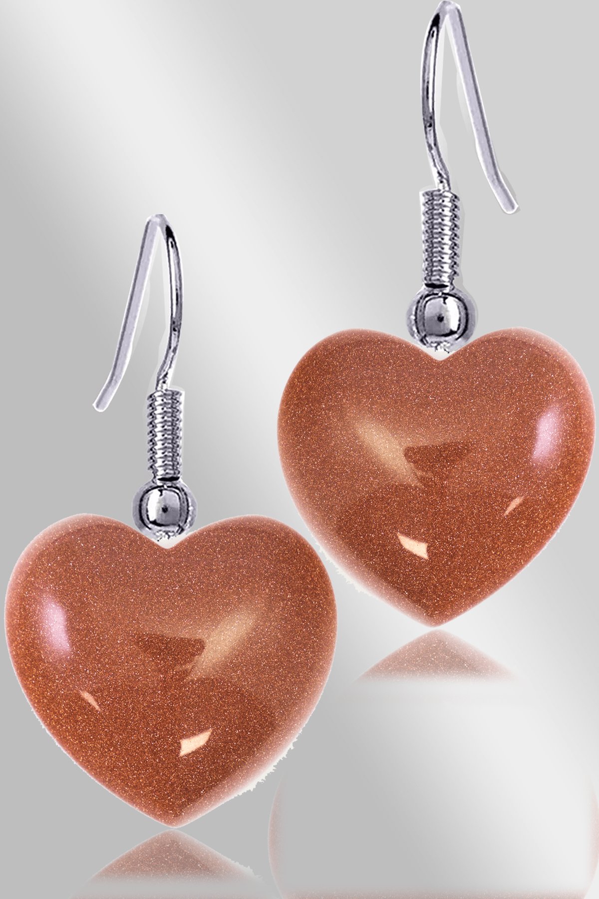 Sertifikalı Kalp Model Kahverengi Yıldız Taşı Doğal Taş Küpe