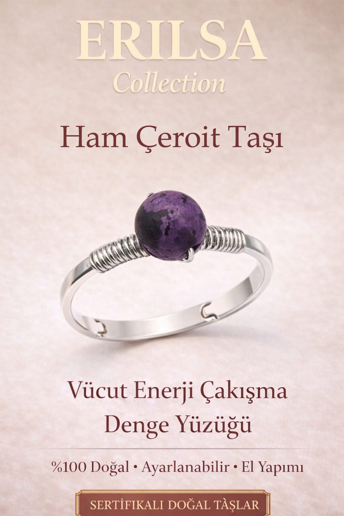 Sertifikalı Vücut Enerji Çakışma Denge Yüzüğü – Ham Çeroit Ayarlamalı İnce Akrep Kova Oğlak Burcu