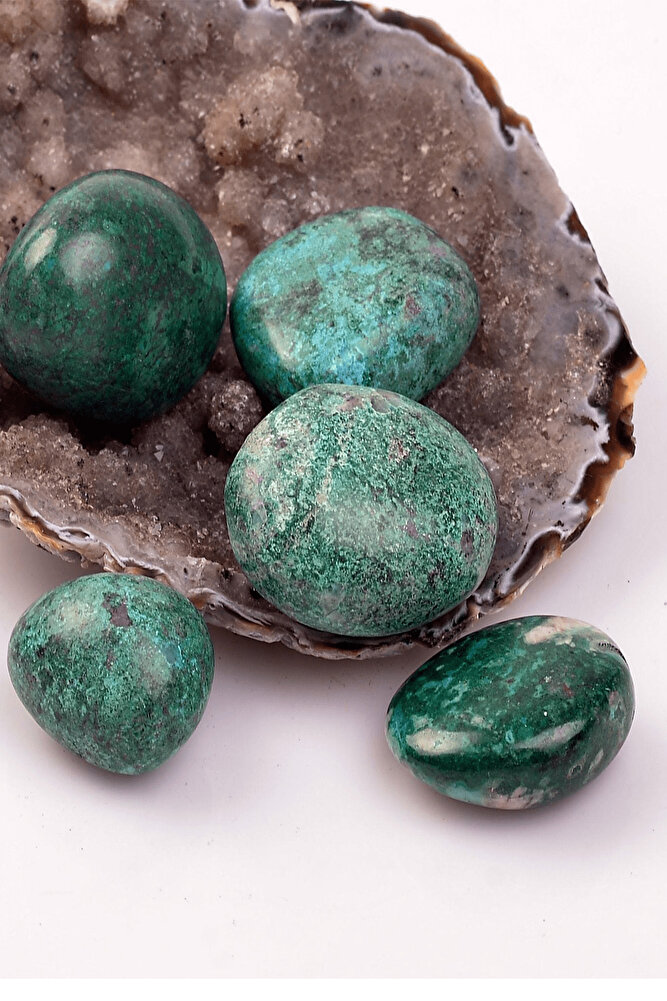 Sertifikalı Tamburlanmış Krizokol Taşı Kütle