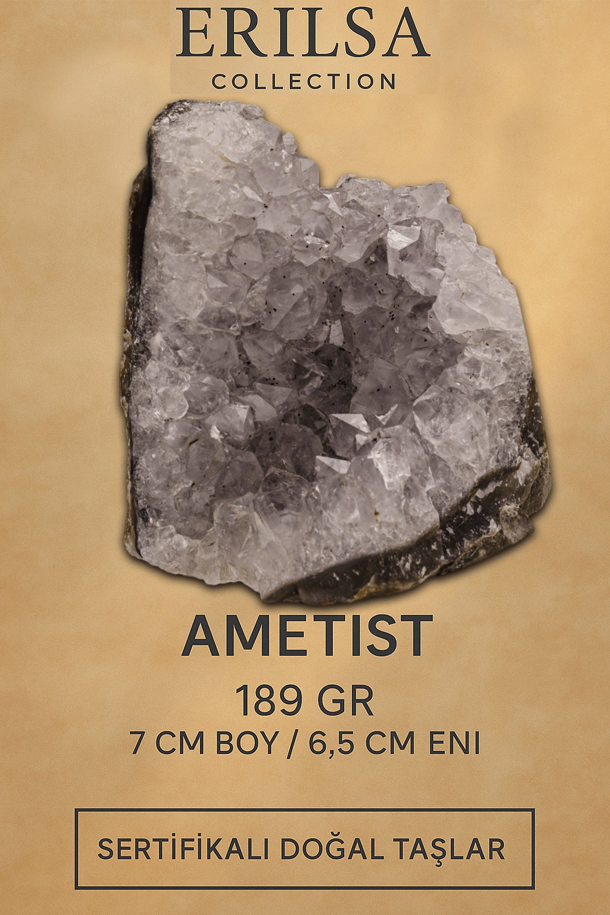 Sertifikalı Ametist Taşı Kütlesi 189 Gr – Ham Doğal Kristal Dekoratif Taş Stresi Azalt Huzur Ver