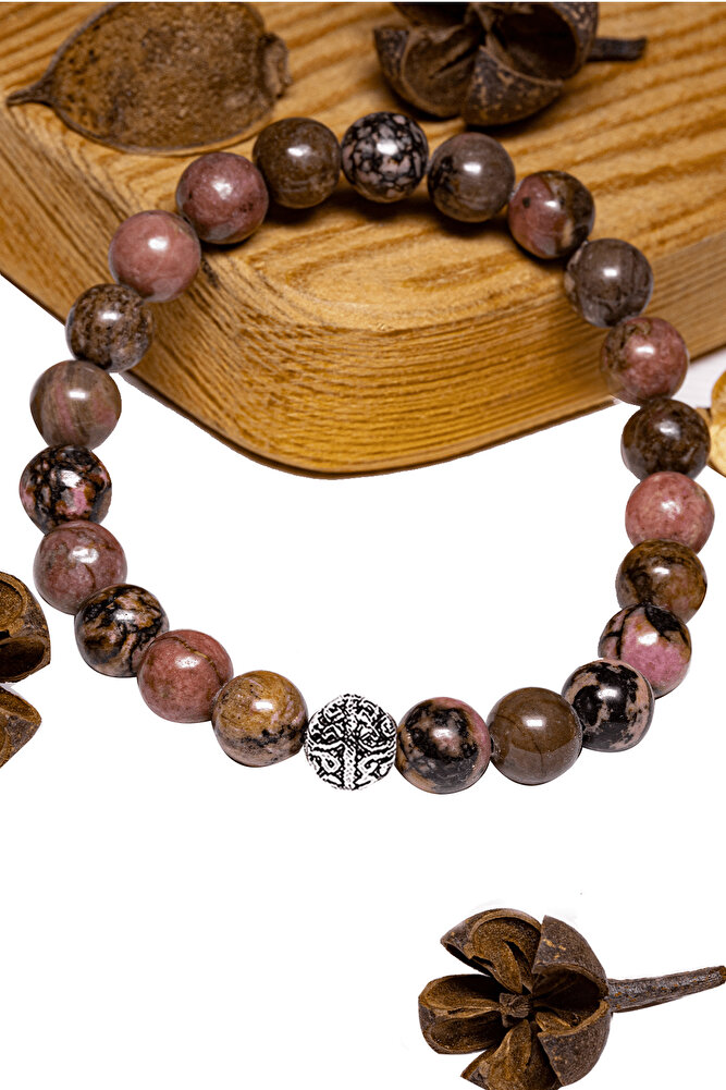 Sertifikalı Aaa Rodonit (RODOKROZİT) Taşı Bileklik - Gümüş Aparatlı