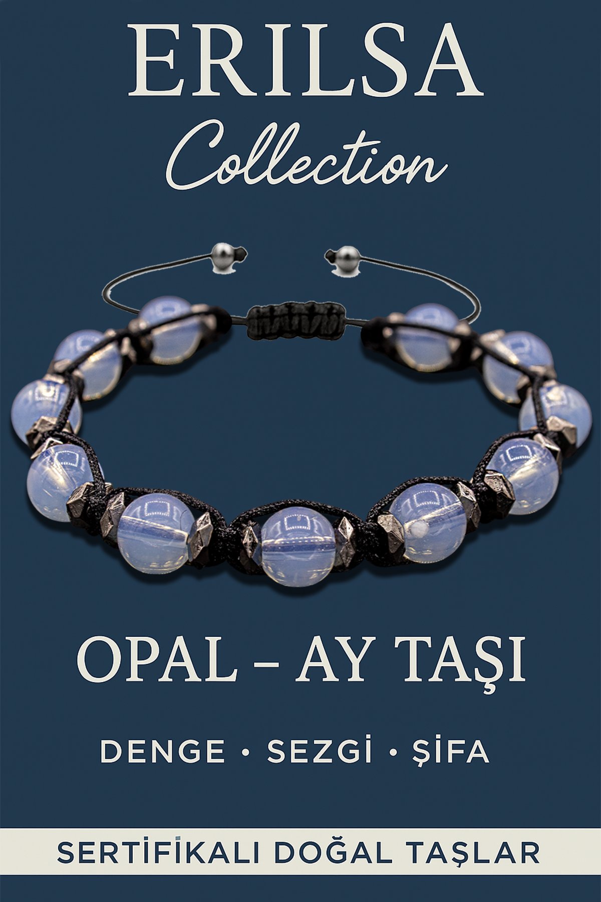 Sertifikalı Terahertz &amp; Opal - Ay Taşı Bileklik – İlham, Duygusal Şifa ve Koruma