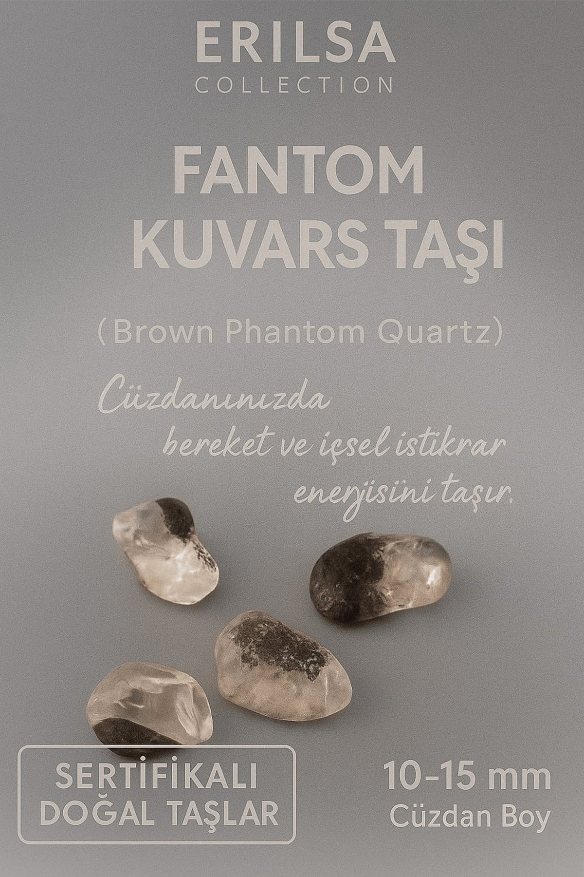 Sertifikalı Fantom Kuvars Taşı Kütle 10-15 mm Cüzdan Boy – Bereket ve İstikrar Enerjisi Taşı