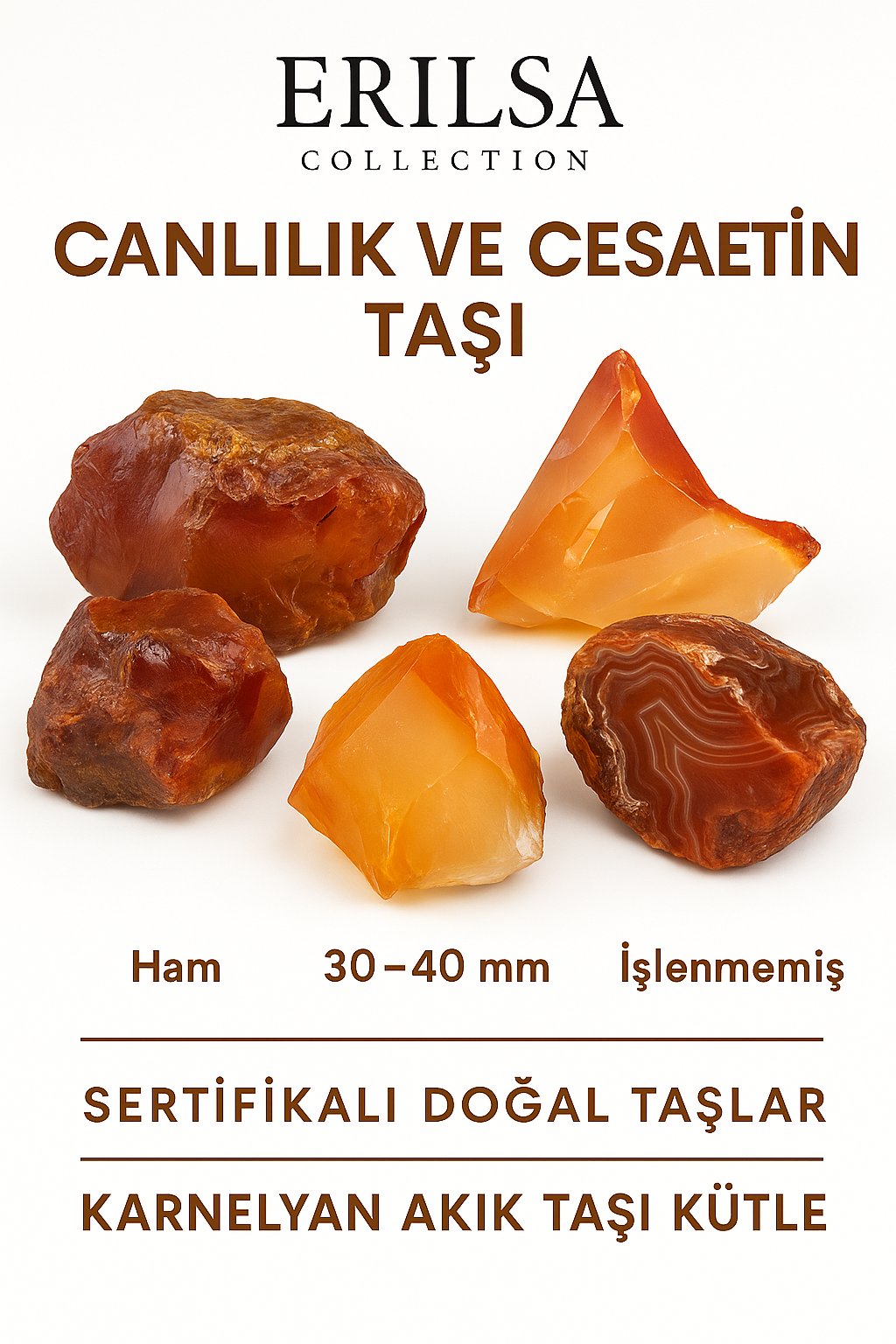 Sertifikalı Ham İşlenmemiş Karnelyan Akik Taşı Kütle – El Taşı | Yaşam Enerjisi ve Cesaret Veren Doğal Güç