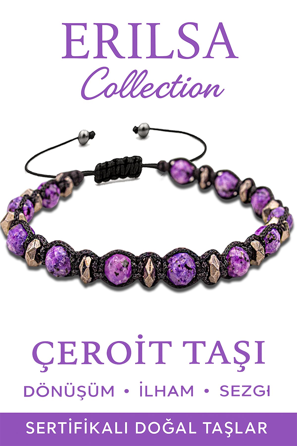 Sertifikalı Fasetli Makrome Terahertz ve Çeroit Bileklik – Duygusal Dengeyi Güçlendirin