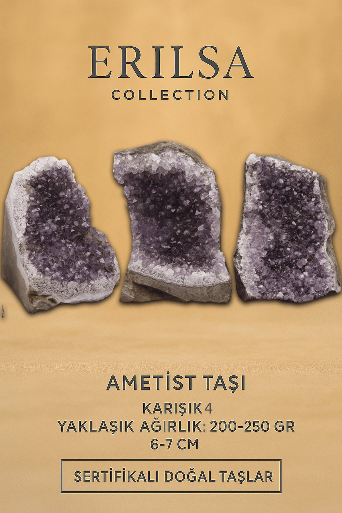 Sertifikalı Ametist Taşı Kütlesi 200-250 Gr – Doğal Ham Kristal Şifa Taşı Stresi Azalt Huzur Ver