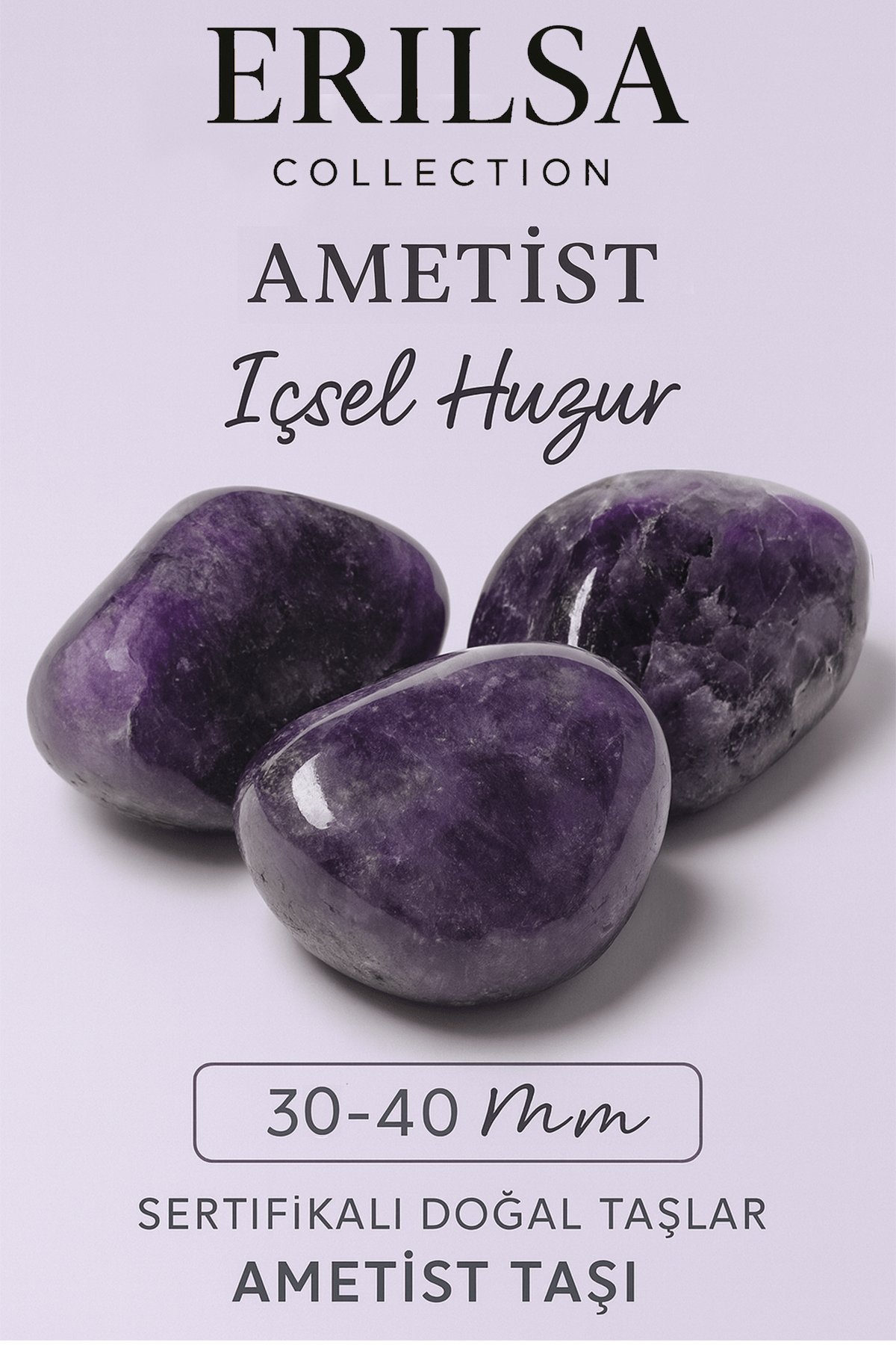 Sertifikalı Gerçek Ametist Taşı Kütle – Koyu Mor Doğal Taş Parça (30-35 mm)