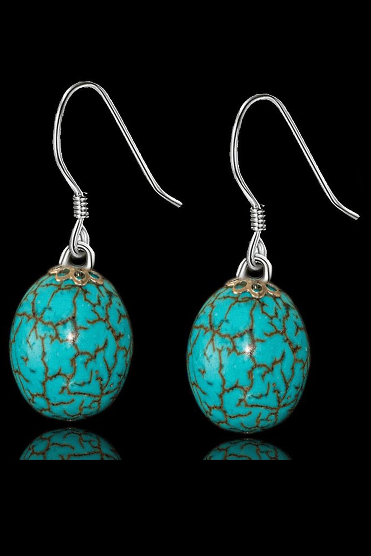 Sertifikalı Küre Model Firuze Taşı Küpe (Turkuaz Taşı)