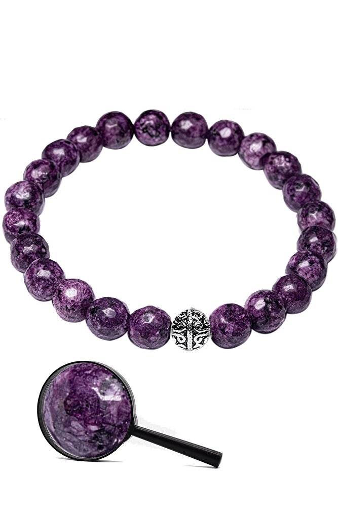 Sertifikalı Fasetli Çeroit Taşı Doğal Taş Bileklik (gümüş Aparatlı)