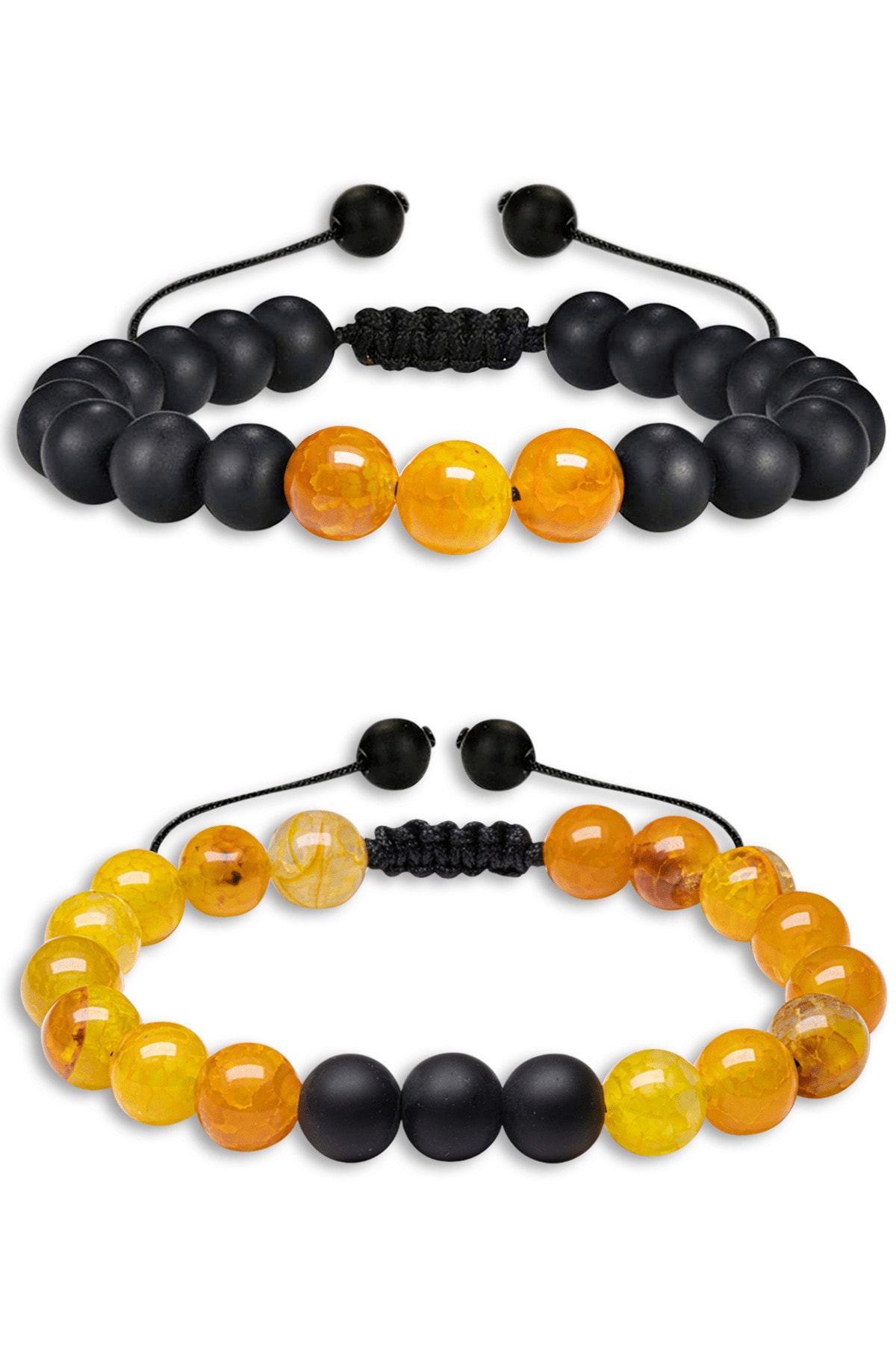 Doğal Damarlı Turuncu Akik Taşı Doğaltaş Bileklik Seti