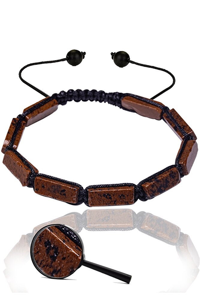 Sertifikalı Kahverengi Obsidyen Taşı Doğal Taş Bileklik (aaa Kalite)