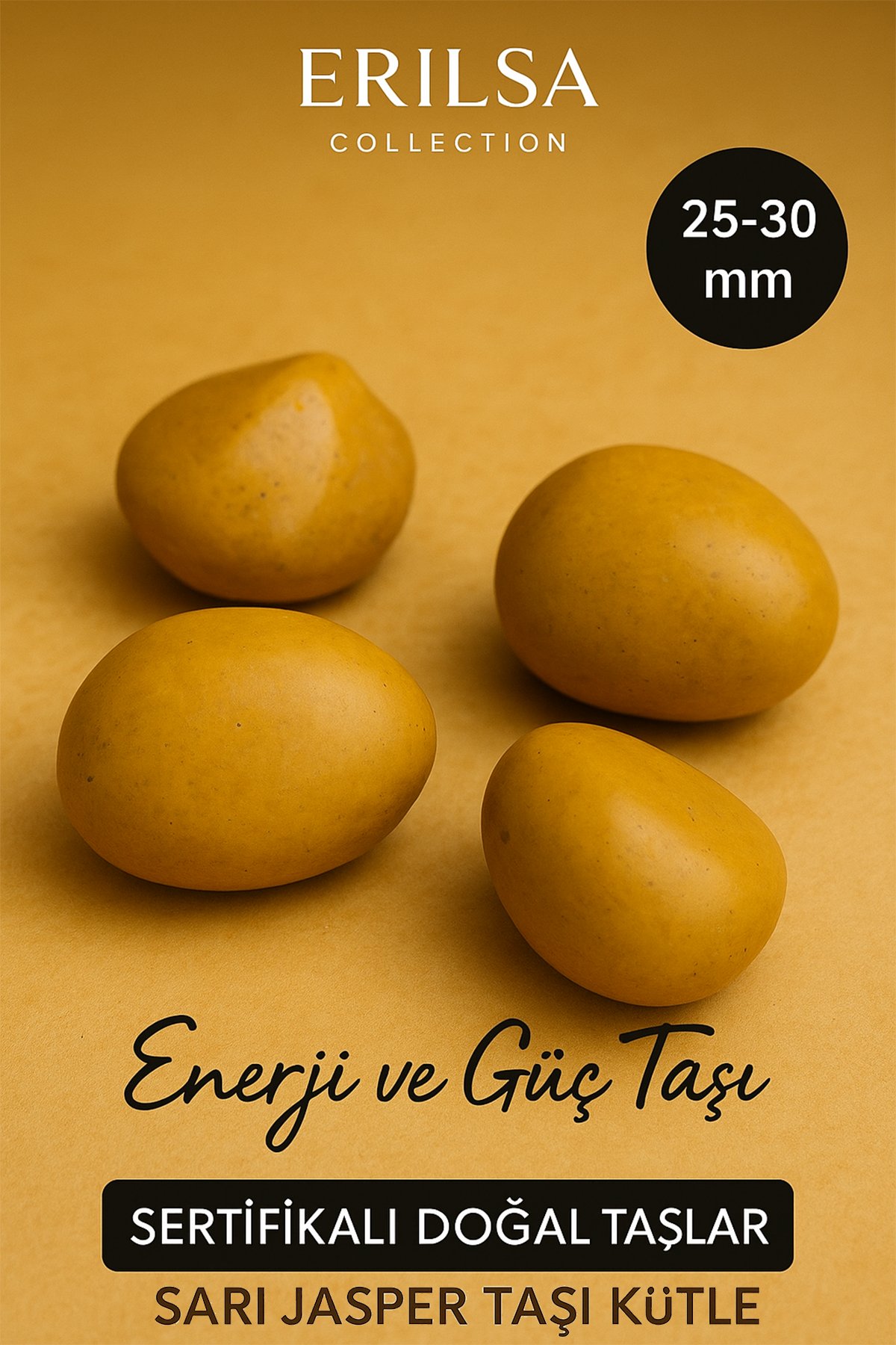 Sertifikalı Doğal Sarı Jasper Taşı Kütle 25-30 mm – Enerji Canlılık ve Güç Taşı