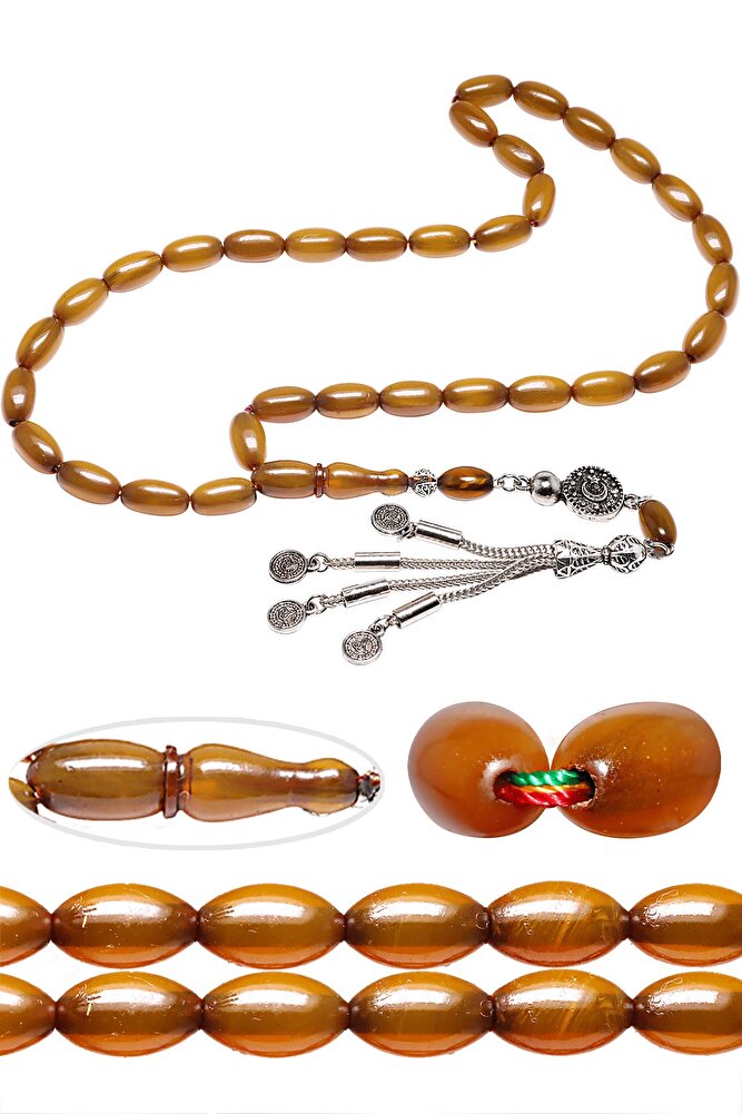 Sertifikalı Sarı Renkli Dabbas Usta Osmanlı Benzetmesi Çubuk Sıkma Kehribar Tesbih