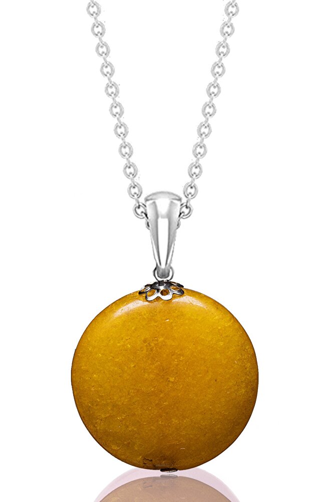 Sertifikalı Gerçek Kayısı Renk Akik Taşı Kolye - 1.kalite