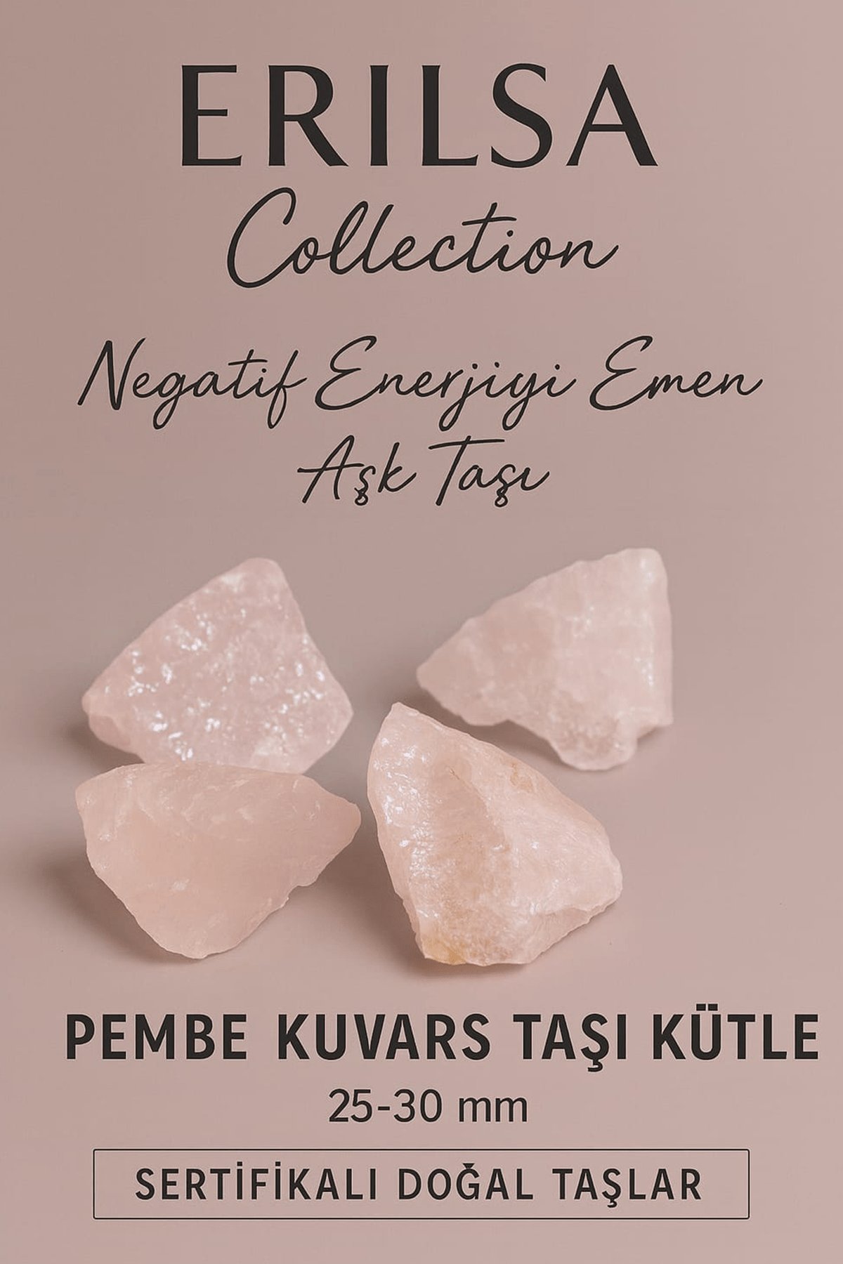 Sertifikalı Pembe Kuvars Doğal Taş Kütle 25 30 mm Aşk ve Pozitif Enerji Taşı