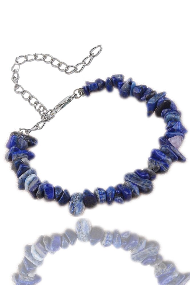 Sertifikalı Sodalit Kırık Doğal Taşlı Bileklik 1.kalite (ABD)