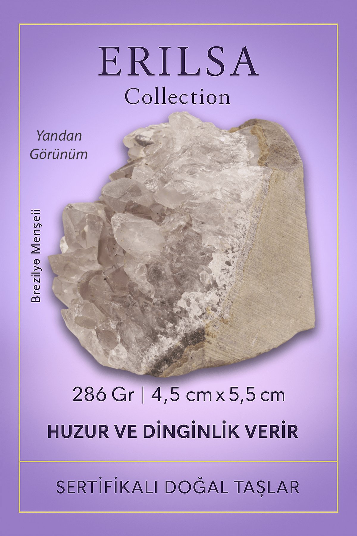 Sertifikalı Açık Ton Ametist Taşı Kütlesi – 286gr Ham Doğal Kristal Dekoratif Taş Parçası