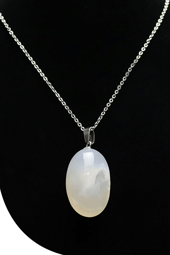 Sertifikalı Tımbıl Model Selenit Taşı Kolye