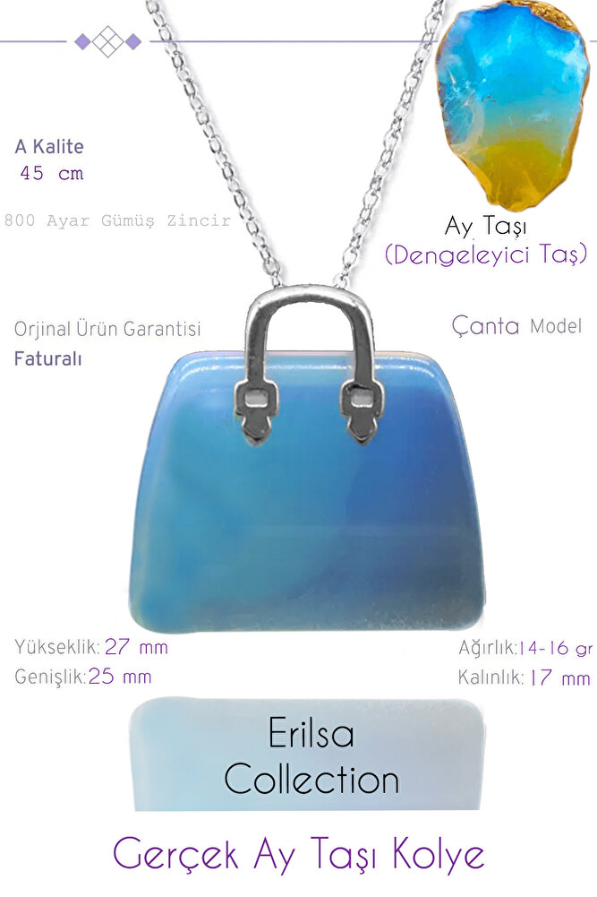 Sertifikalı Çanta Model Opal Taşı Kolye (Opalit Taşı)