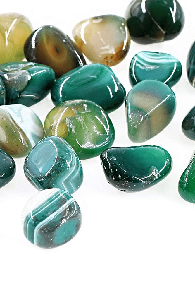 Sertifikalı Doğal Mavi Yeşil Kalsedonlu Akik Taşı Kütle - Tamburlanmış