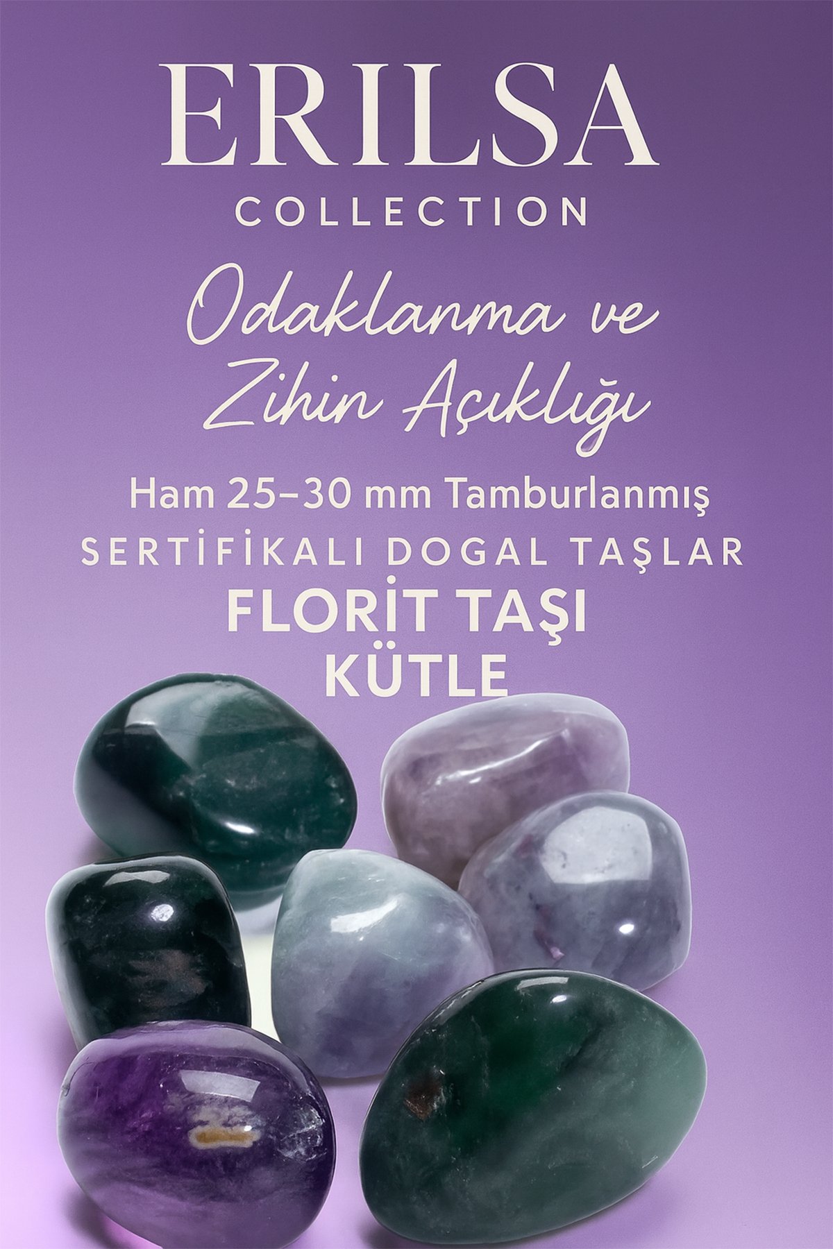 Sertifikalı Doğal Florit Taşı Kütle 25-30 mm – Odaklanma ve Zihin Açıklığı El Taşı