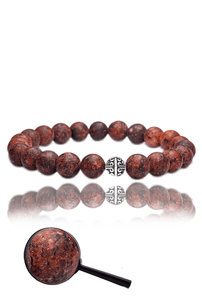 Sertifikalı Ham Işlenmemiş Kiremit Renk Kuvars Taşı Bileklik - Brezilya