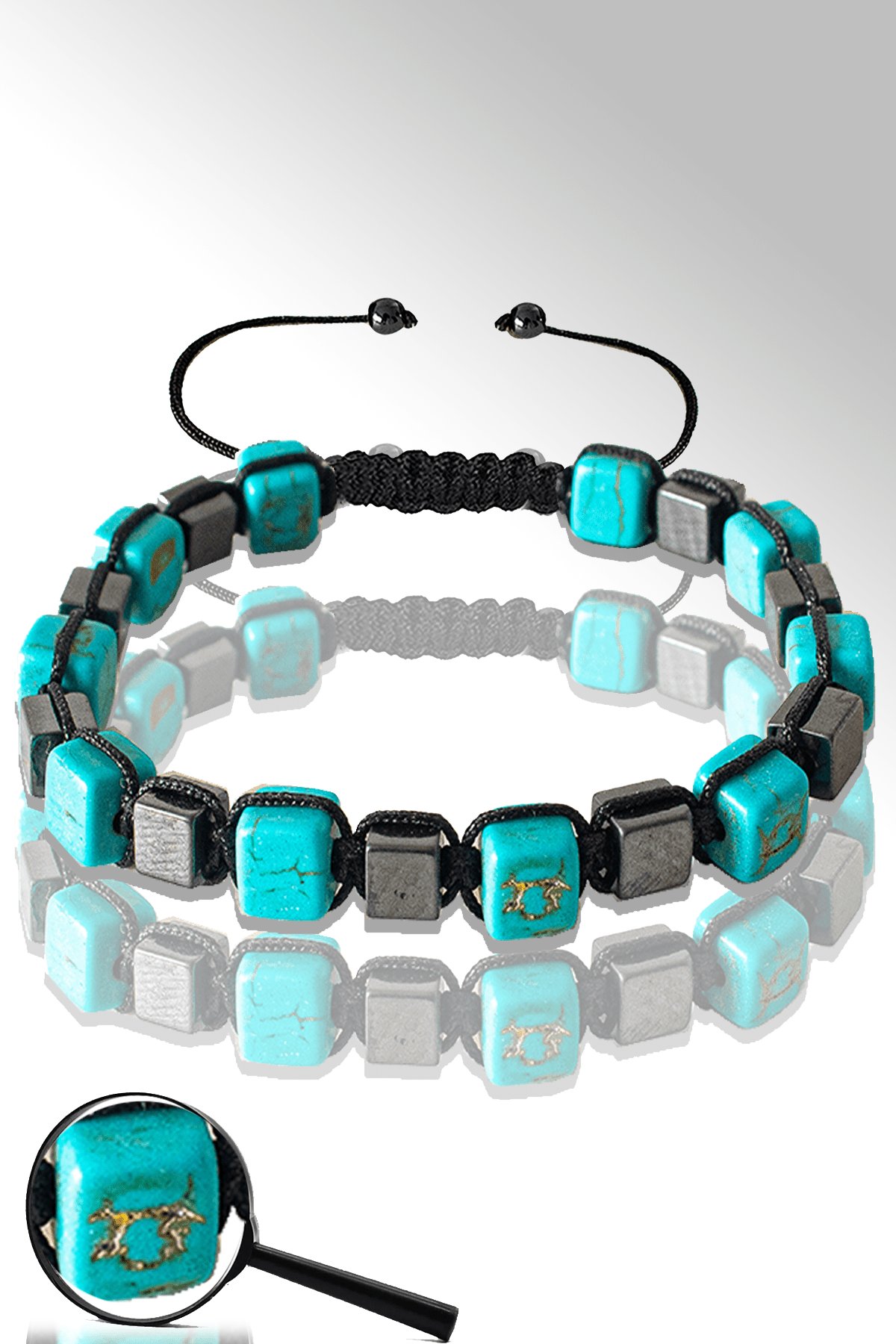 Sertifikalı Küp Model Terahertz - Firuze Bileklik - (Turkuaz Taşı)