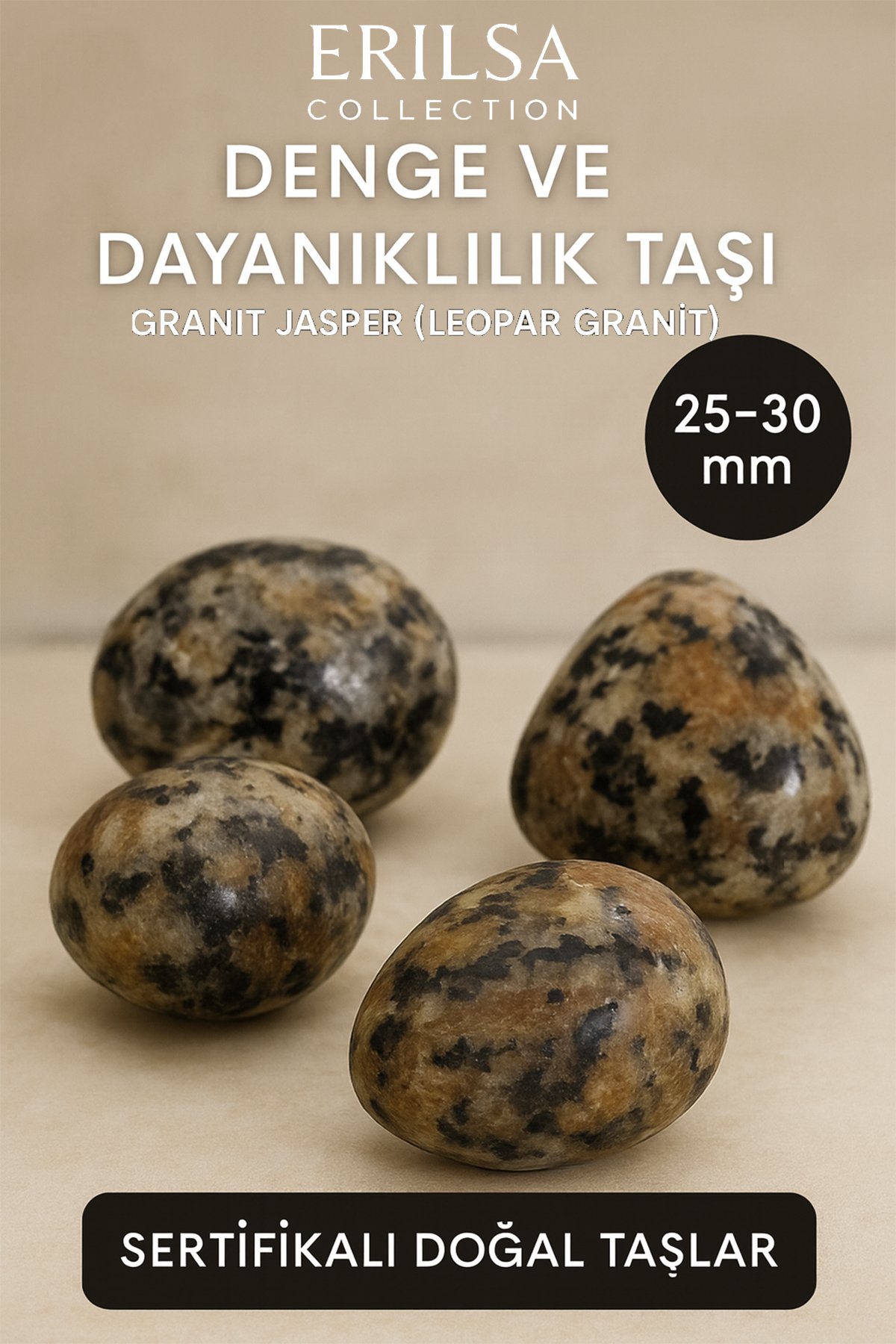 Sertifikalı Doğal Granit Jasper (Leopar) Taşı Kütle 25-30 mm – Denge ve Dayanıklılık Taşı