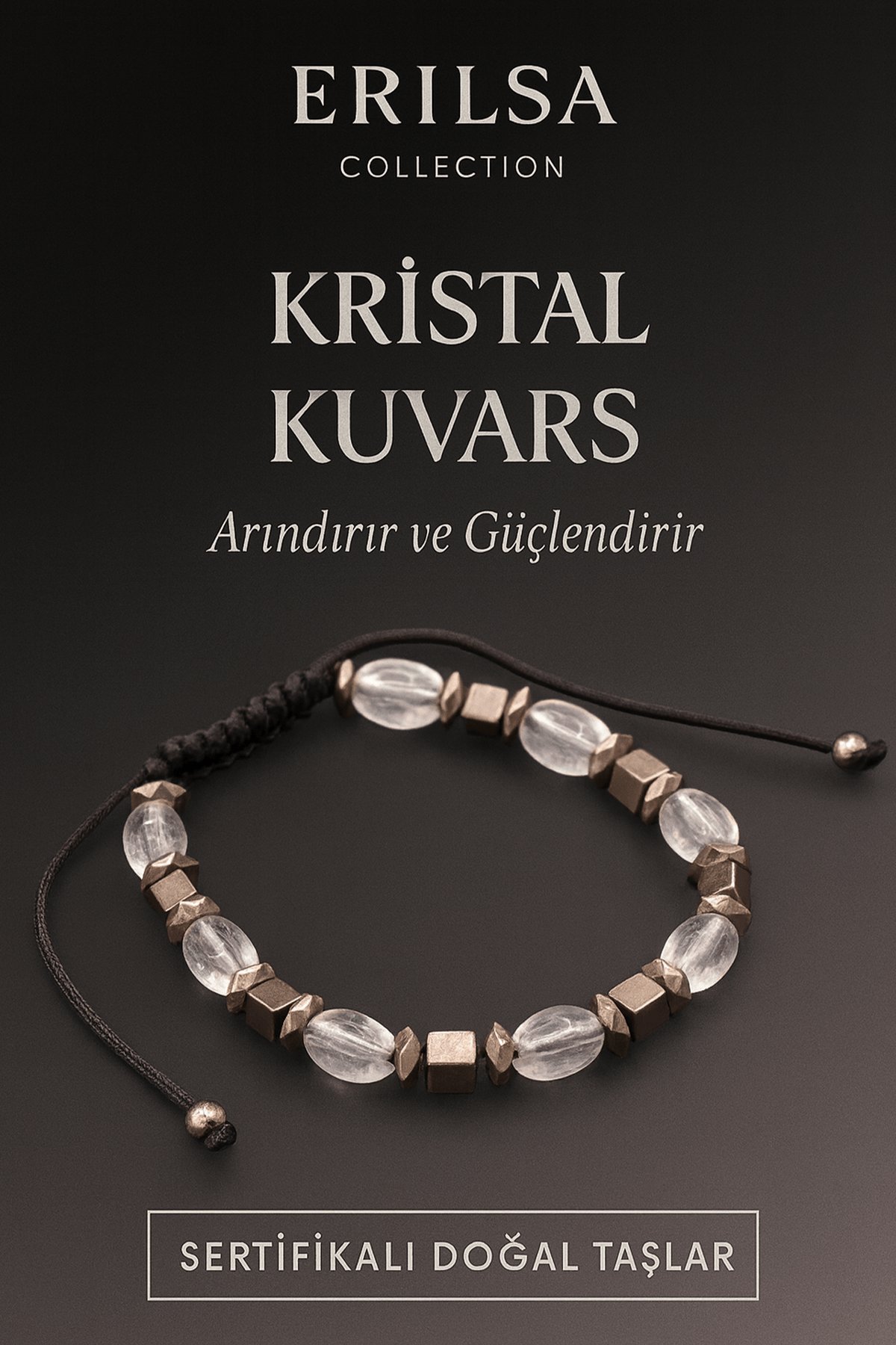 Sertifikalı Kristal Kuvars Doğal Taş Bileklik – Arındırıcı ve Güçlendirici Enerji