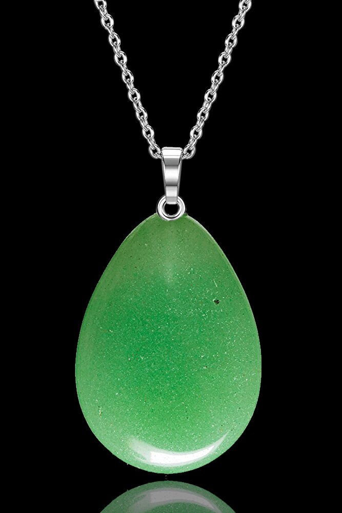 Sertifikalı Gerçek Damla Model Aventurin Taşı Kolye (GÜMÜŞ APARATLI)