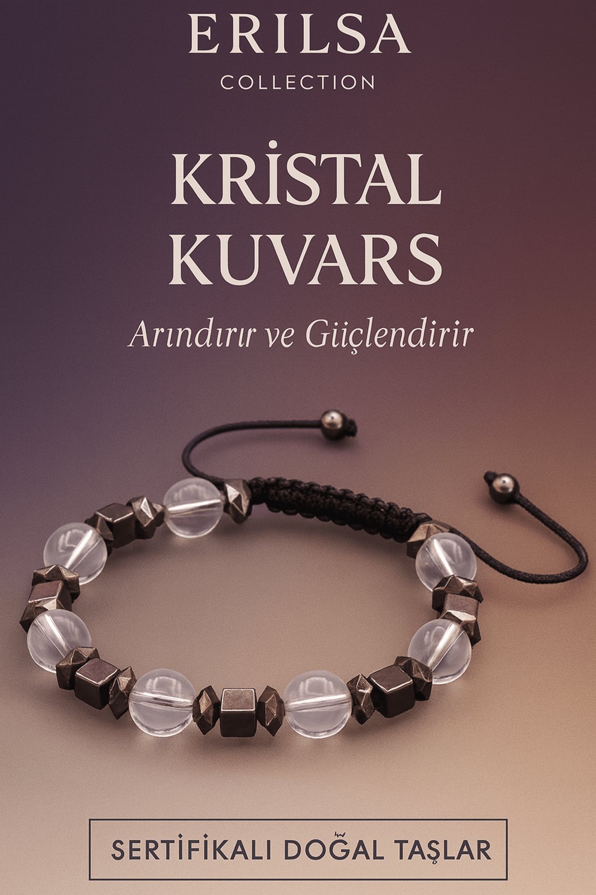 Sertifikalı Kristal Kuvars Taşı Bileklik – Arındırıcı ve Güçlendirici Doğal Taş