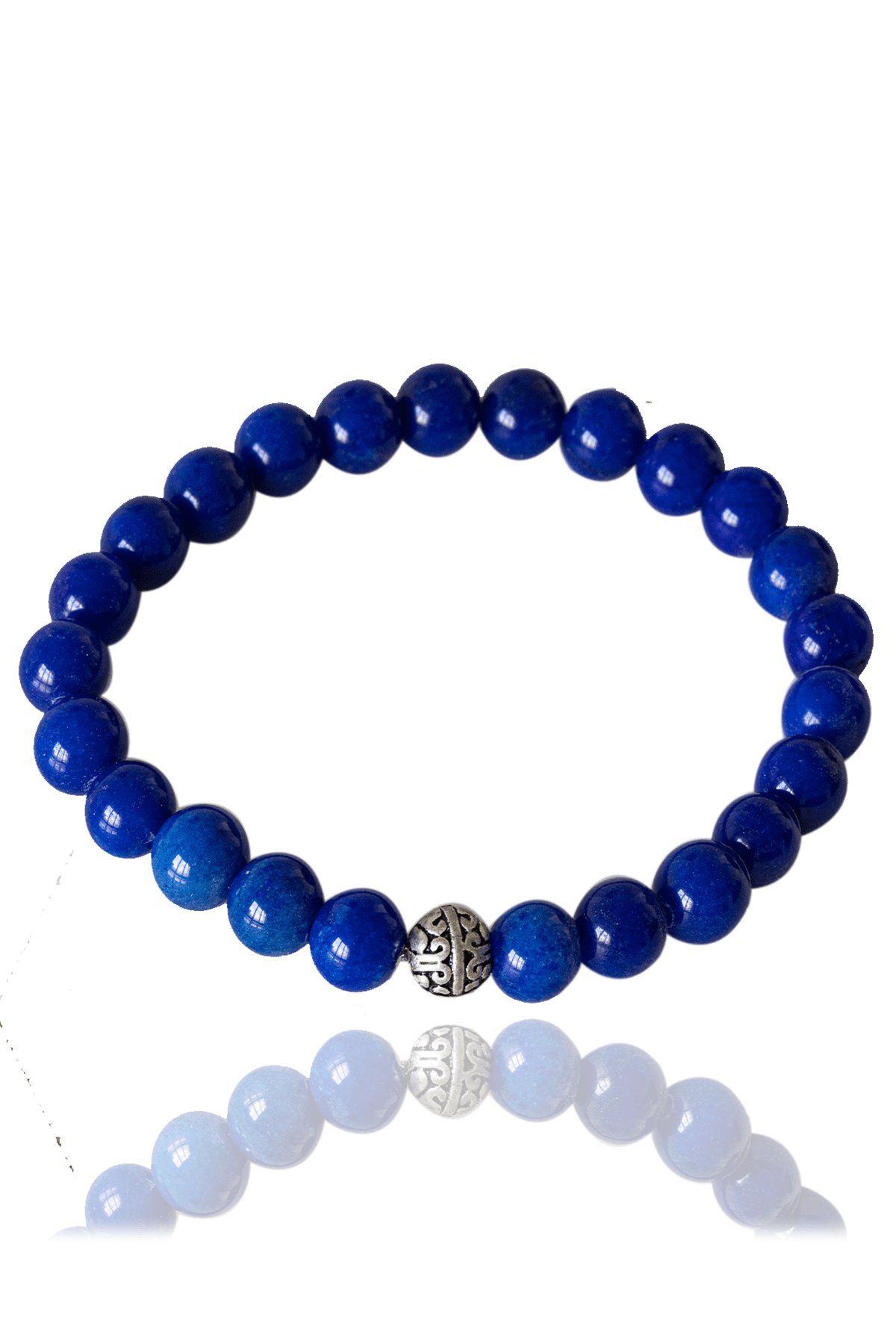 Sertifikalı Mavi Akik Taşı Bileklik - Koyu Renk