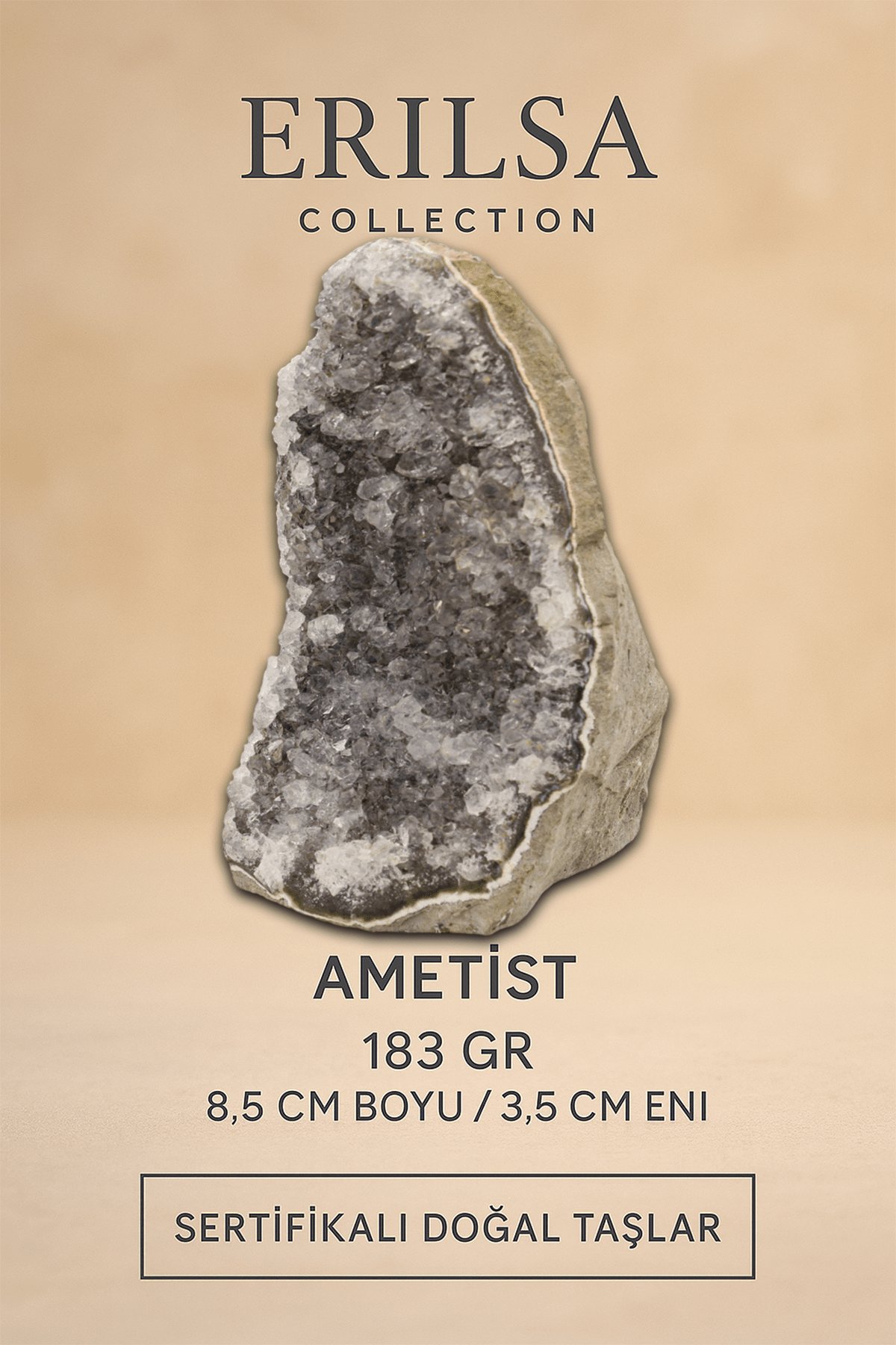 Sertifikalı Ametist Taşı Kütlesi 183 Gr – Ham Doğal Kristal Dekoratif Taş Stresi Azalt Huzur Ver