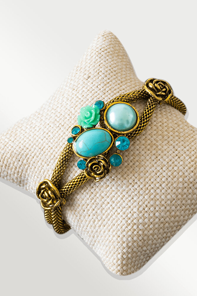 Sertifikalı Tilki Kuyruğu Model Firuze - İnci Taşı Bileklik - Ayarlamalı