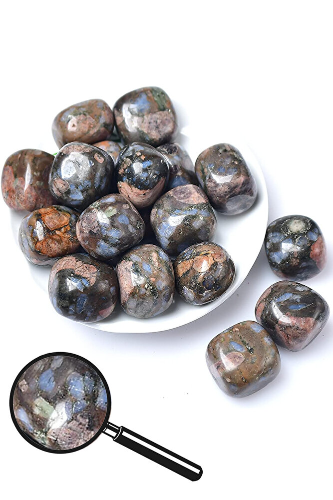 Sertifikalı Tamburlanmış Mavi Krizantem Taşı Kütle