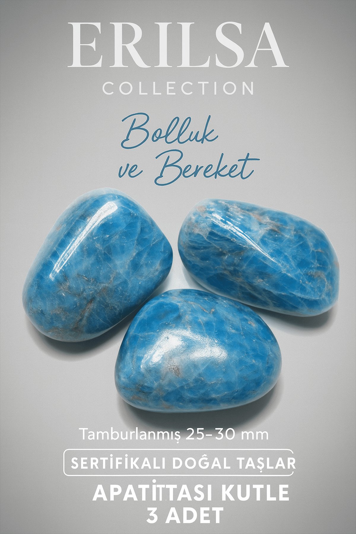 Sertifikalı AAA+ Apatit Taşı Kütle Parça – Tamburlanmış Gerçek Doğal Taş 25-35 mm