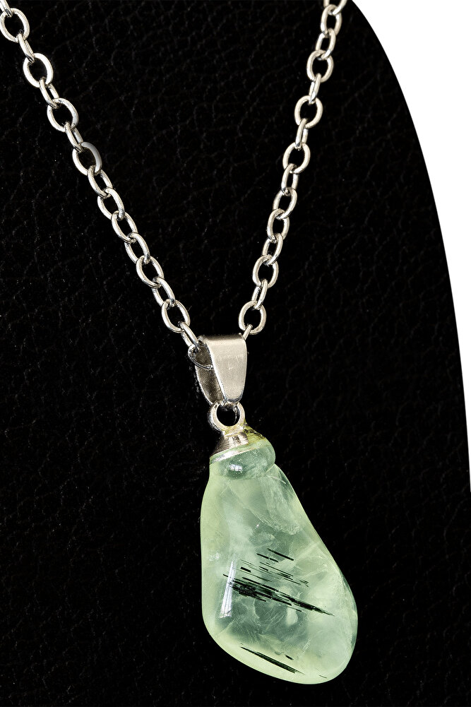 Sertifikalı Ham Prehnit - Prinayt Taşı Kolye (MİNİ BOY)